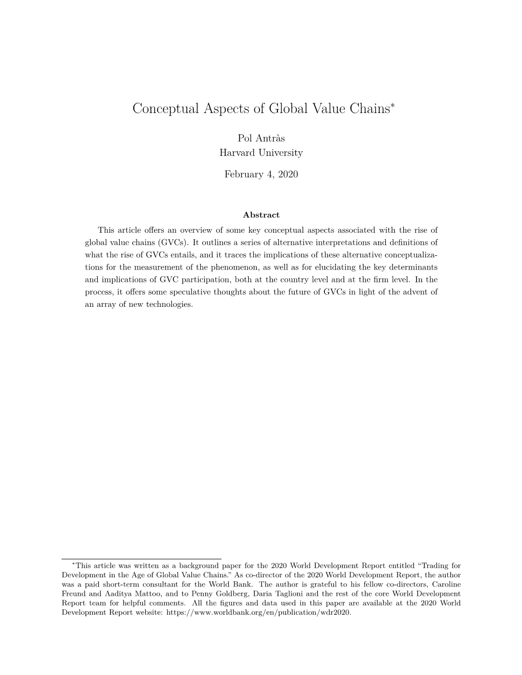 Conceptual Aspects of Global Value Chains∗