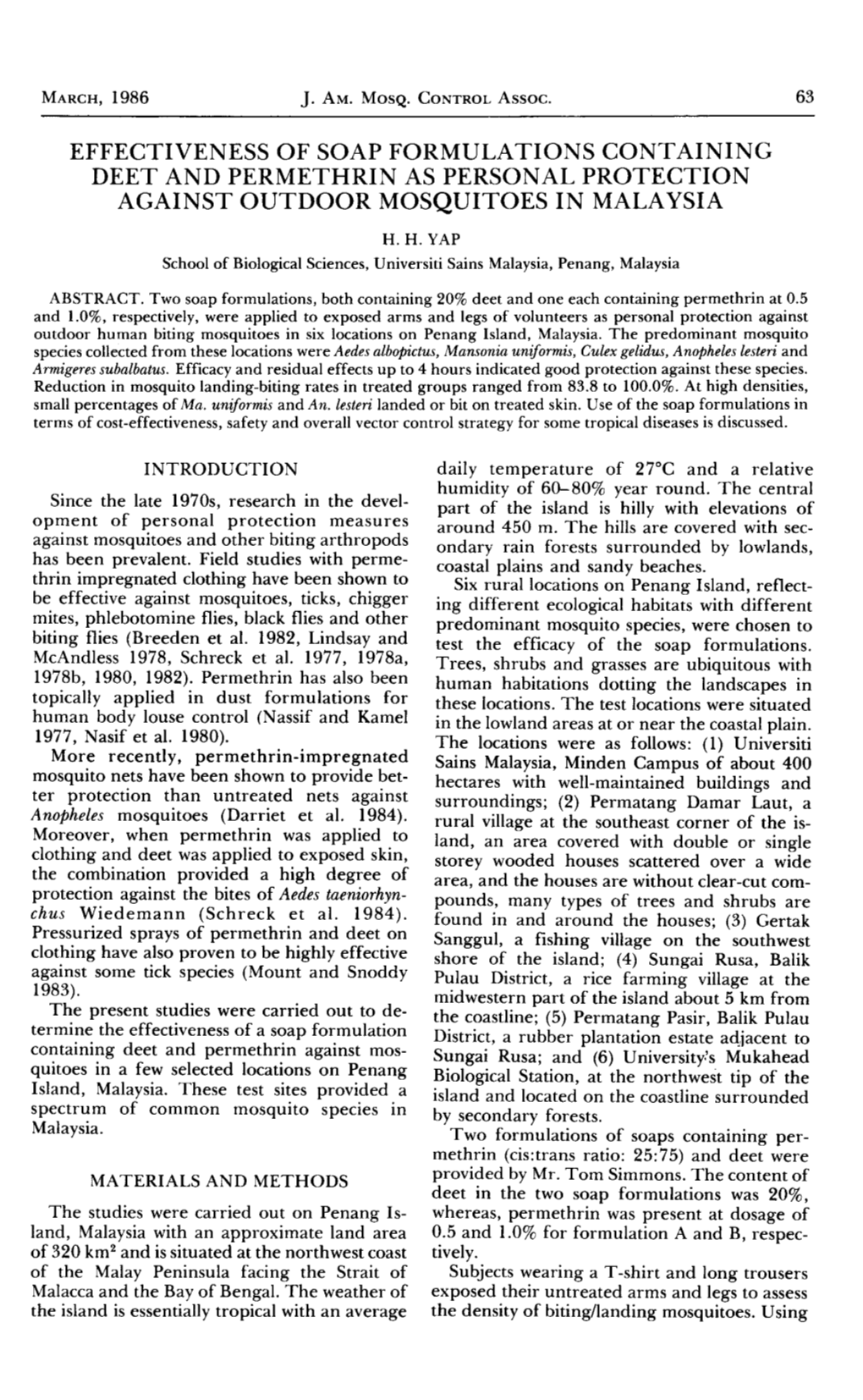 Effectiveness of Soap Formulations Containing