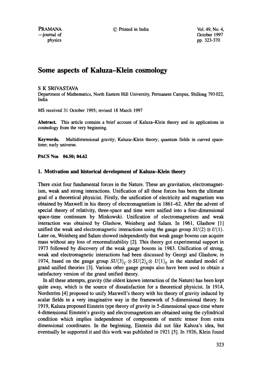 Some Aspects of Kaluza-Klein Cosmology