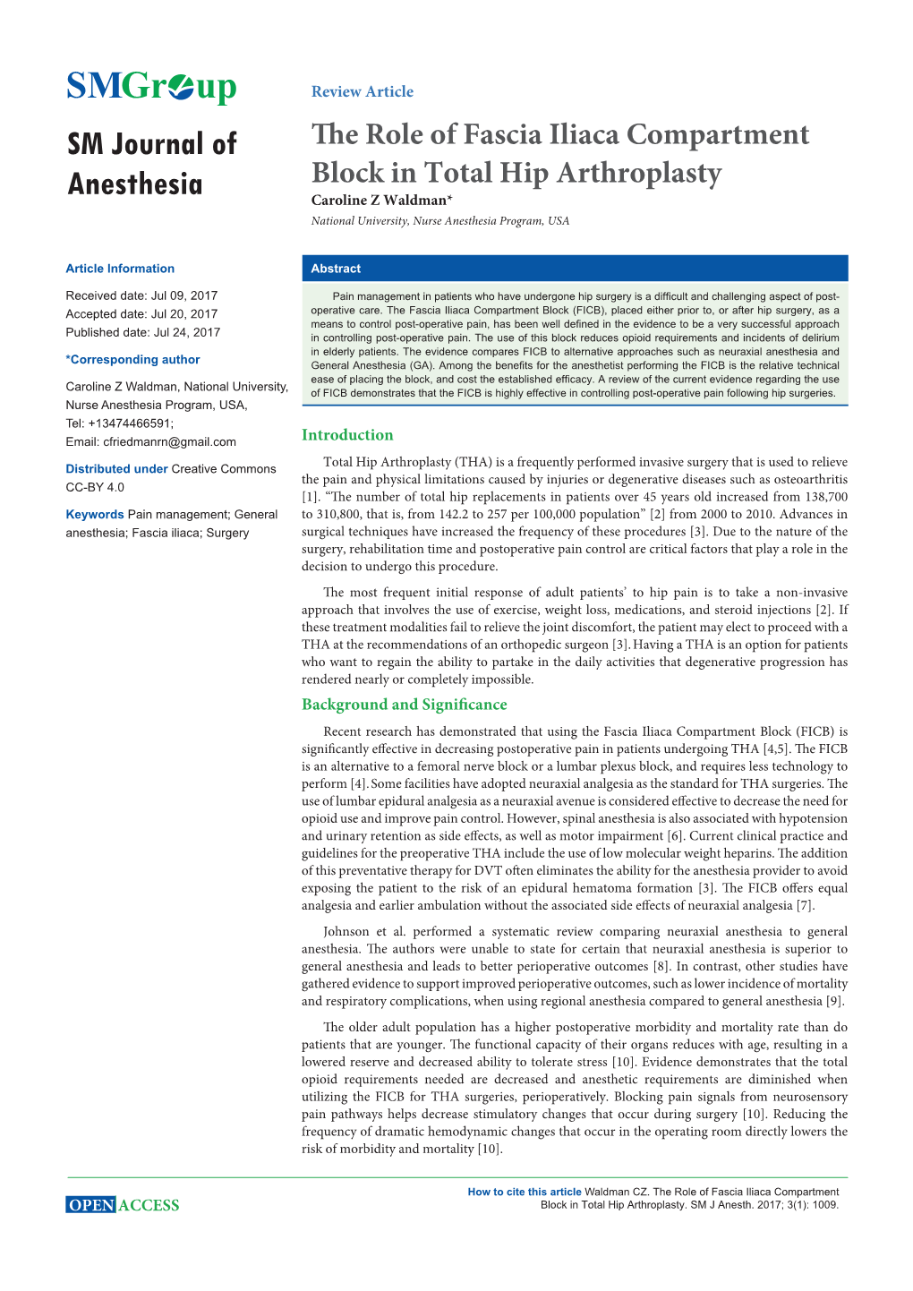 The Role of Fascia Iliaca Compartment Block in Total Hip Arthroplasty