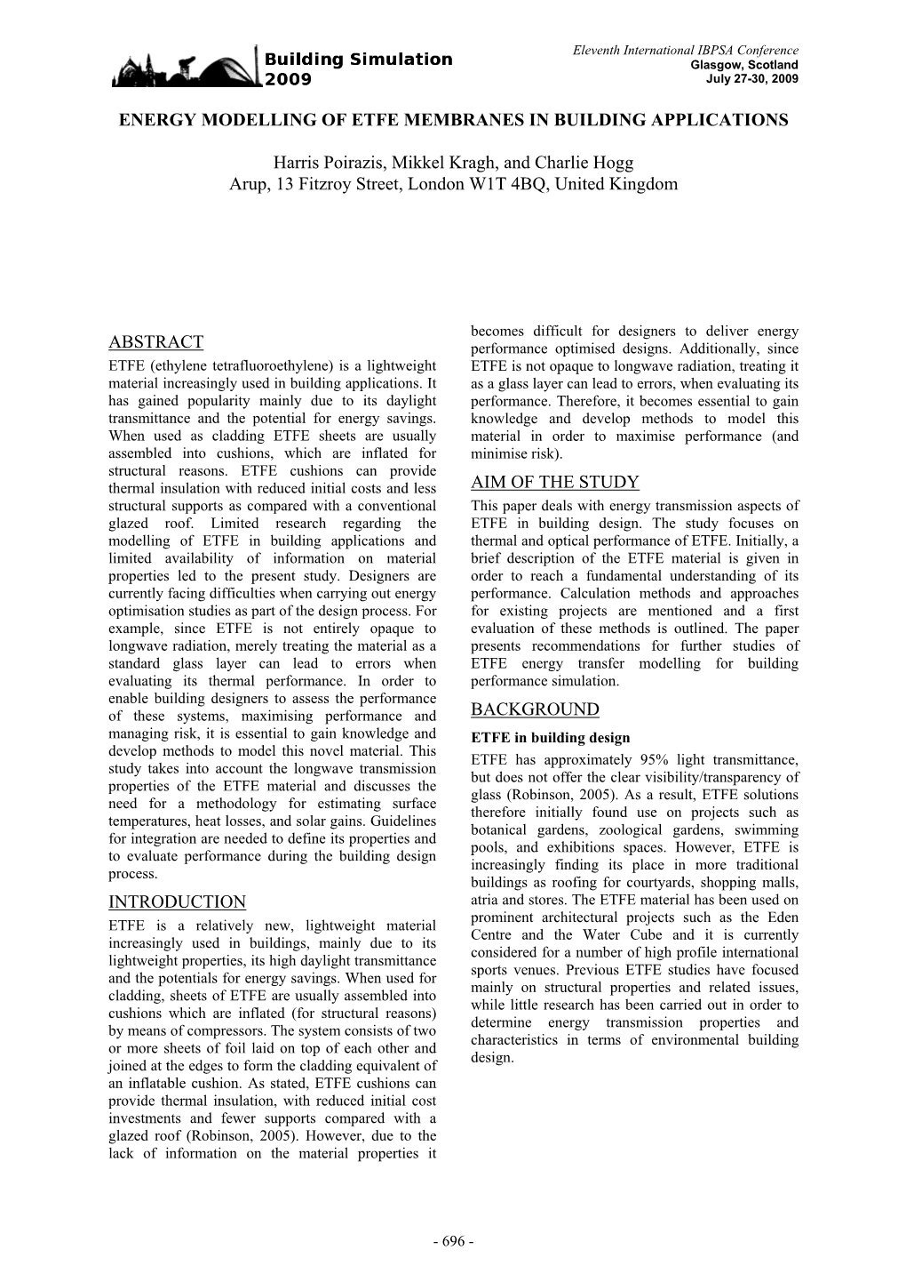 Energy Modelling of Etfe Membranes in Building Applications