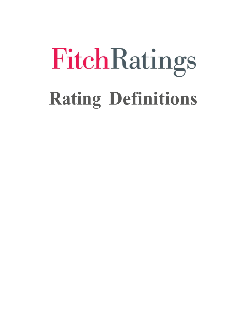 Rating Definitions Contents