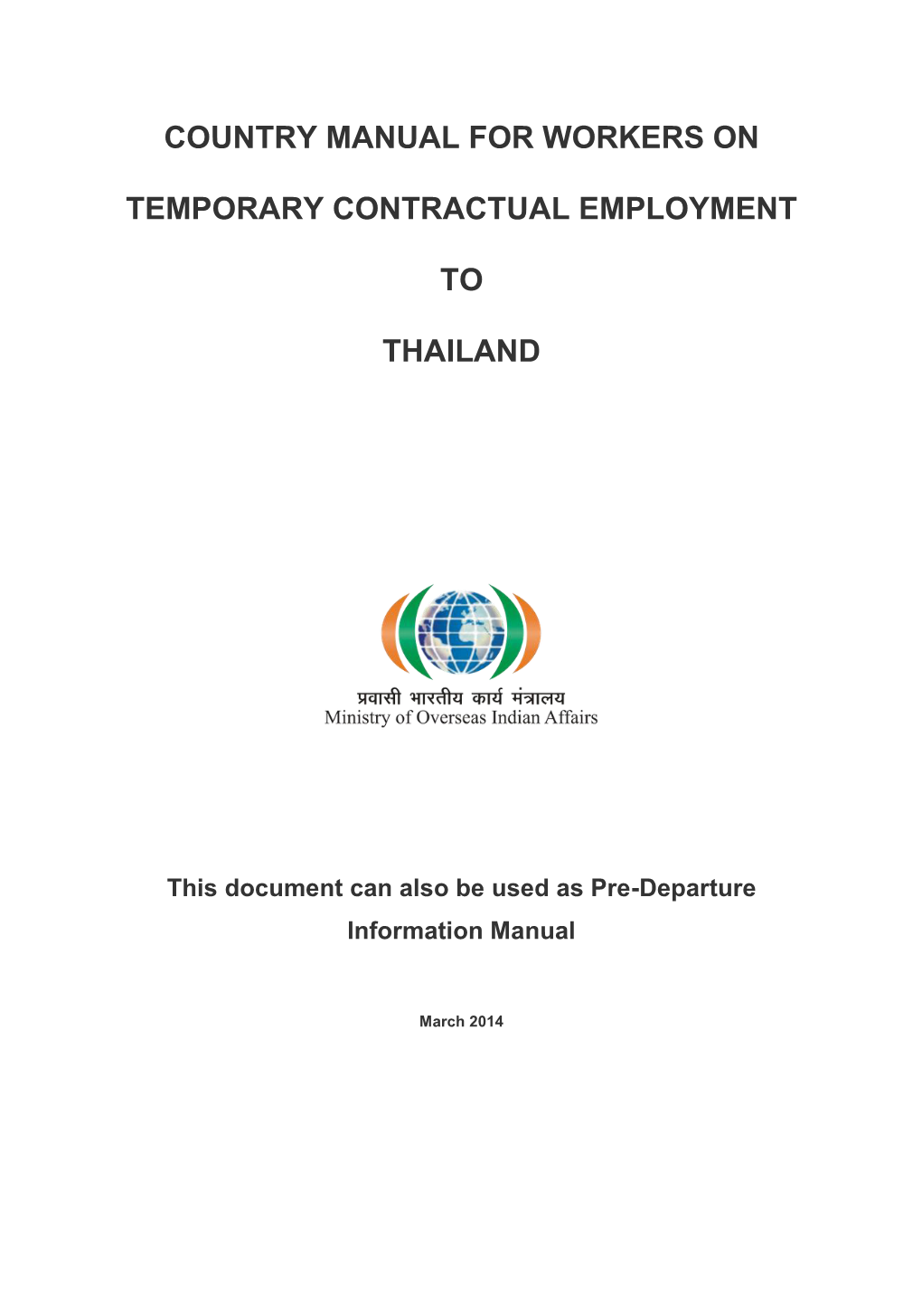 Country Manual for Workers on Temporary Contractual Employment