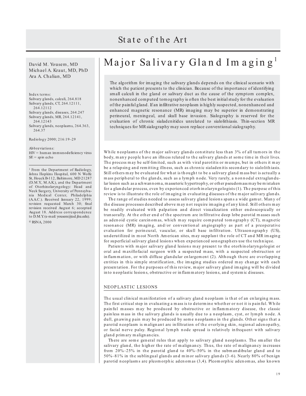 Major Salivary Gland Imaging Michael A