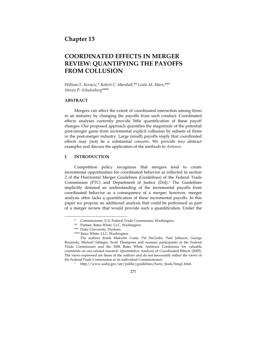 Chapter 13 COORDINATED EFFECTS in MERGER REVIEW