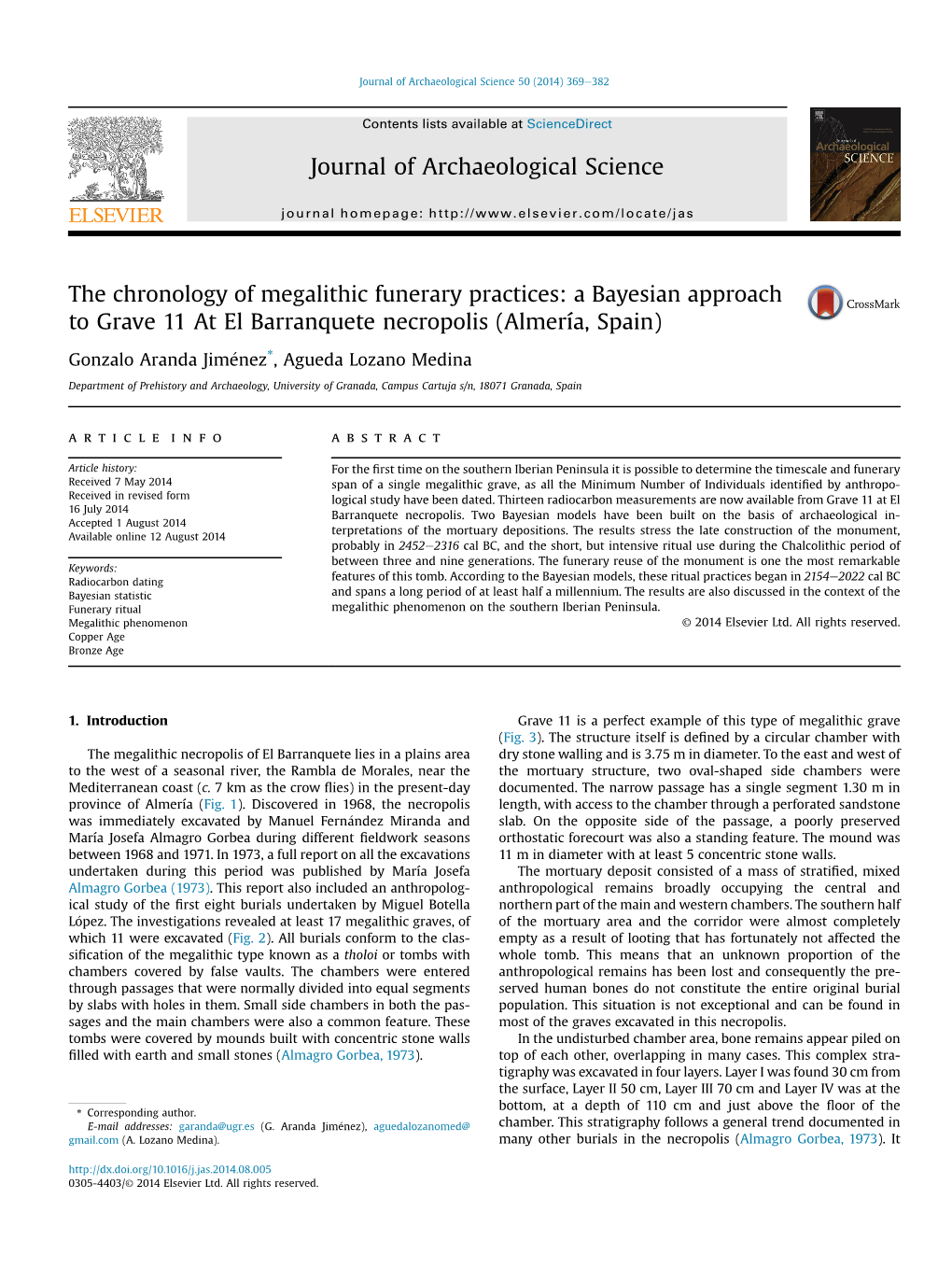 The Chronology of Megalithic Funerary Practices: a Bayesian Approach to Grave 11 at El Barranquete Necropolis (Almería, Spain)