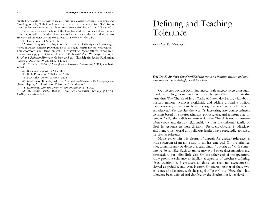 Defining and Teaching Tolerance 65