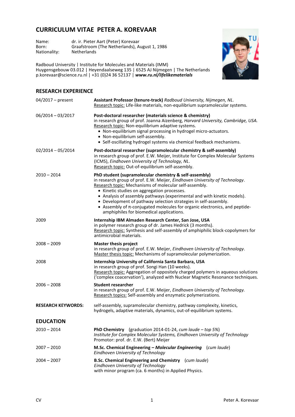 Curriculum Vitae Peter A