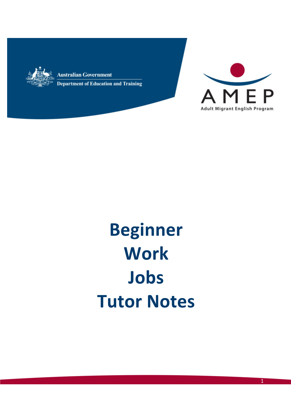 Beginner Work Jobs Tutor Notes