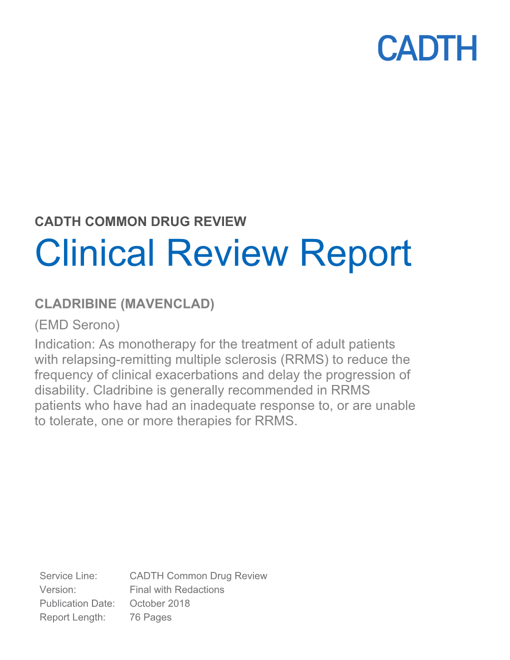 CDR Clinical Review Report for Mavenclad