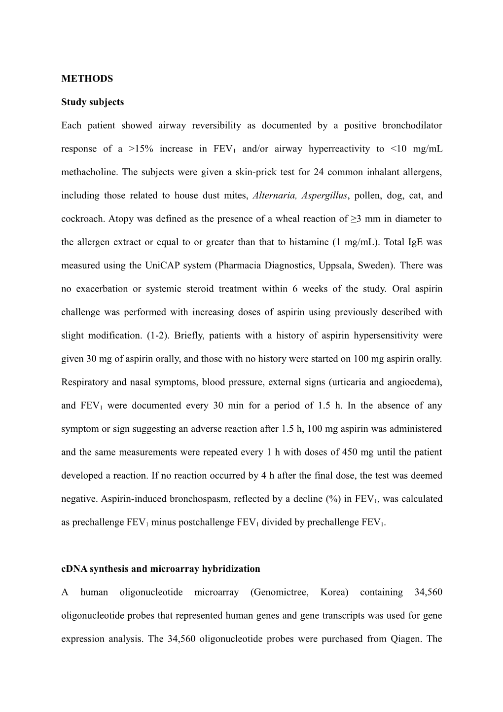 Cdna Synthesis and Microarray Hybridization