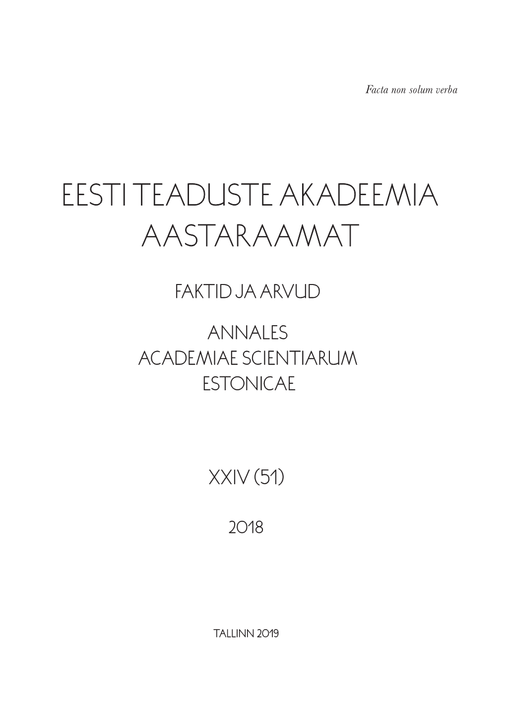 Eesti Teaduste Akadeemia Aastaraamat 2018 XXIV