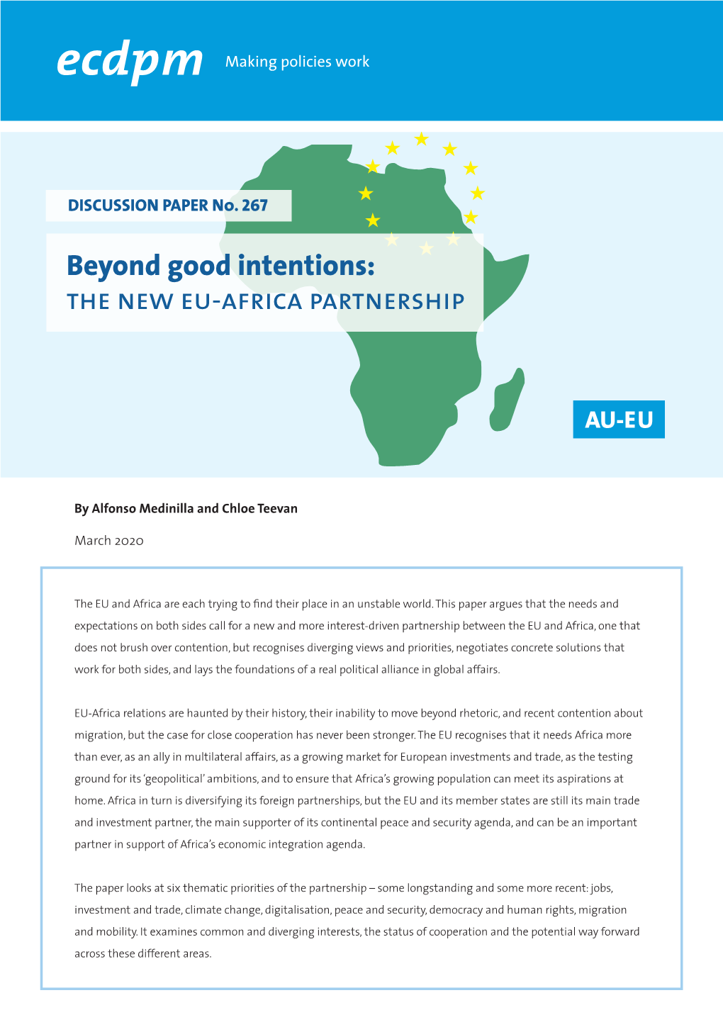Beyond Good Intentions: the New EU-Africa Partnership (ECDPM