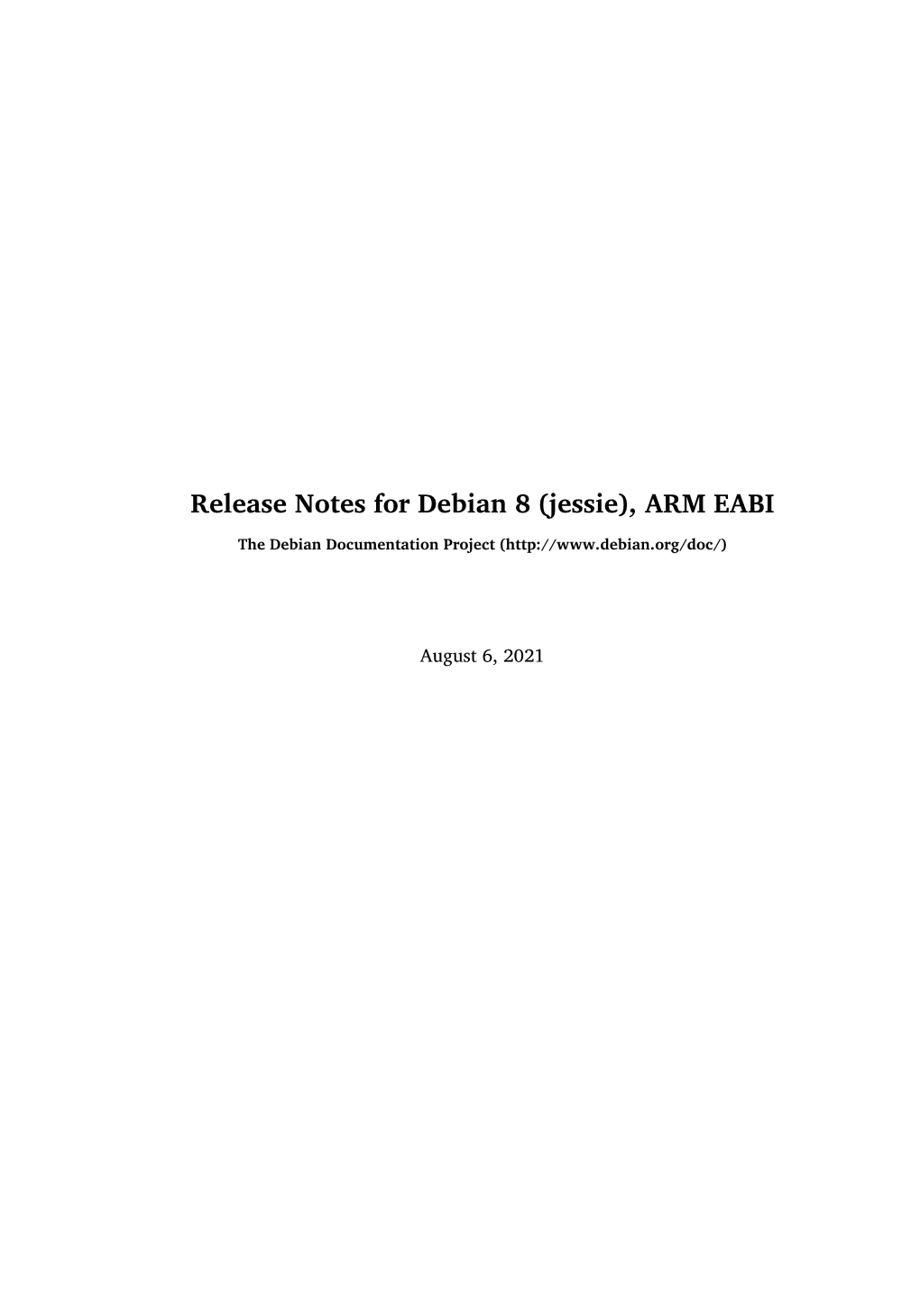 Release Notes for Debian 8 (Jessie), ARM EABI