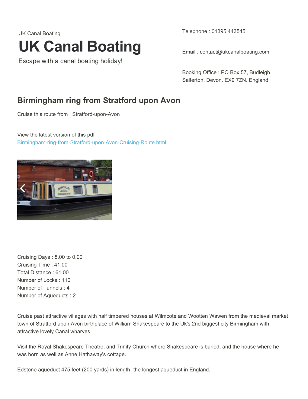 Birmingham Ring from Stratford Upon Avon | UK Canal Boating