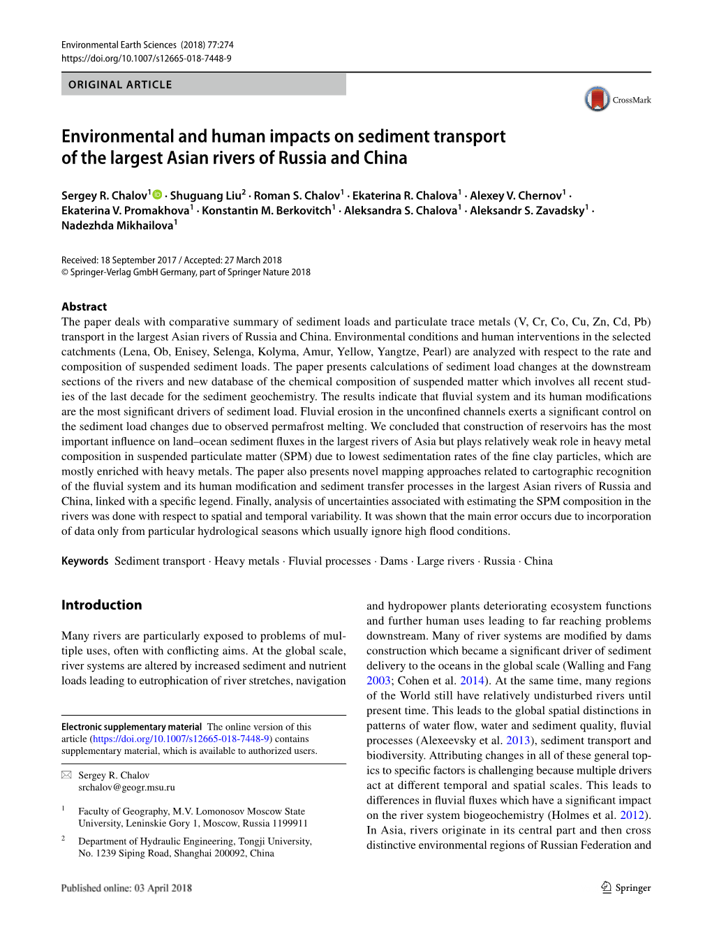 Environmental and Human Impacts on Sediment Transport of the Largest Asian Rivers of Russia and China