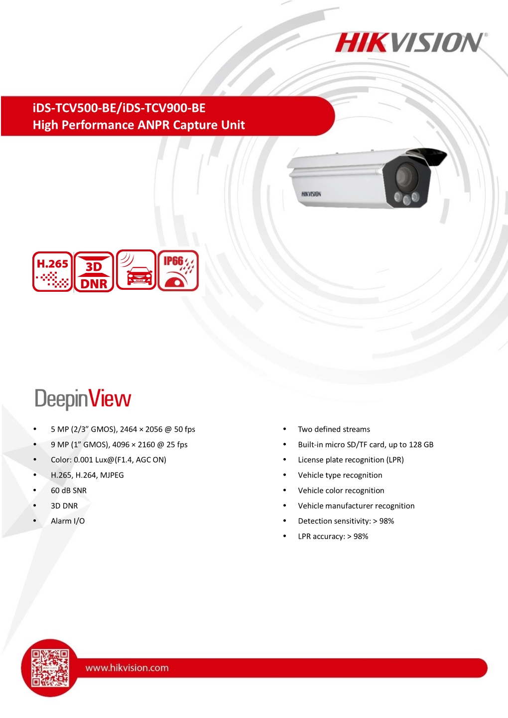 Ids-TCV500-BE/Ids-TCV900-BE High Performance ANPR Capture Unit