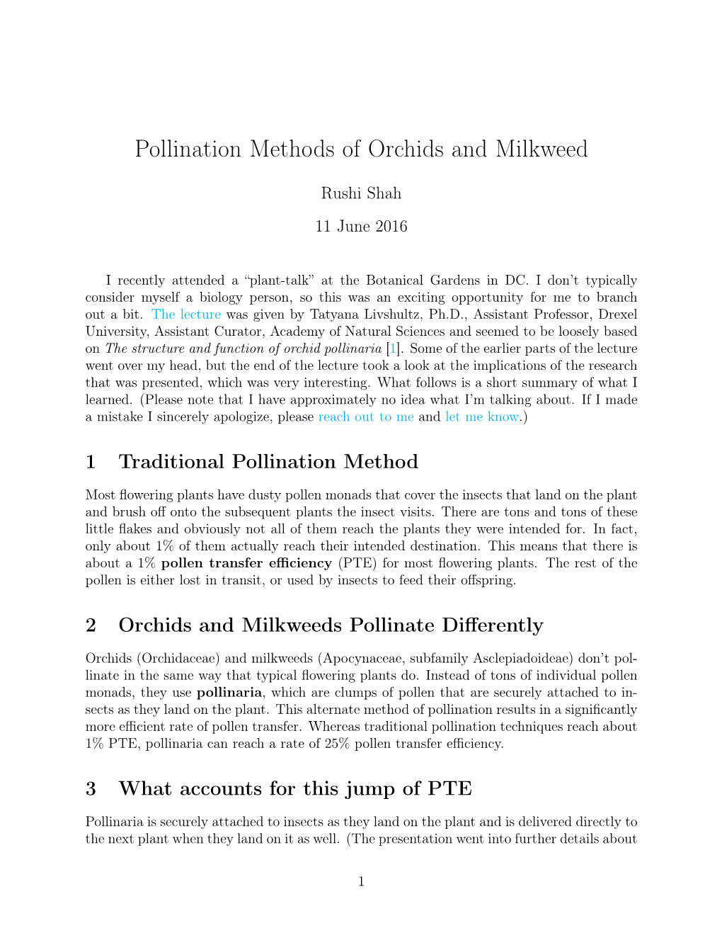 Pollination Methods of Orchids and Milkweed