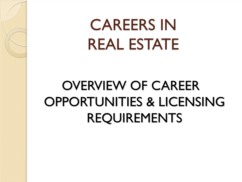 Careers in Real Estate