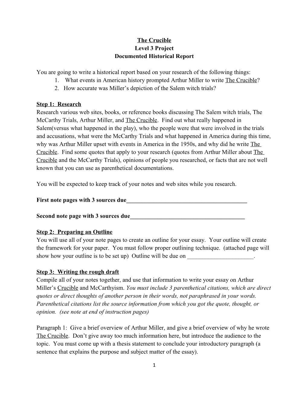 Documented Historical Report