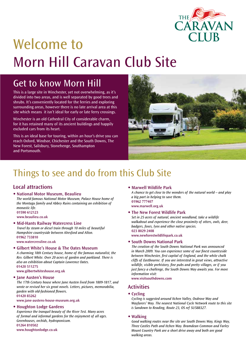 Welcome to Morn Hill Caravan Club Site