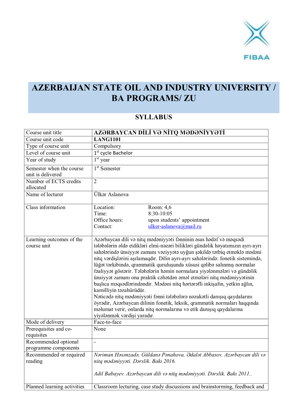 Business Informatics Syllabi