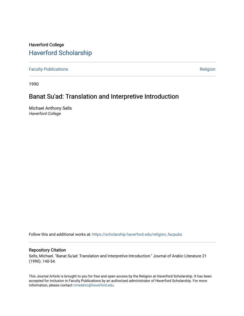 Banat Su'ad: Translation and Interpretive Introduction