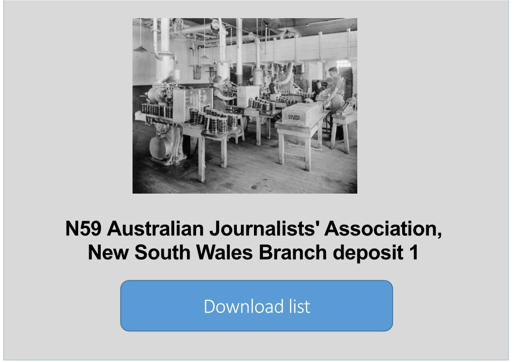 N59 Australian Journalists' Association, New South Wales Branch Deposit 1
