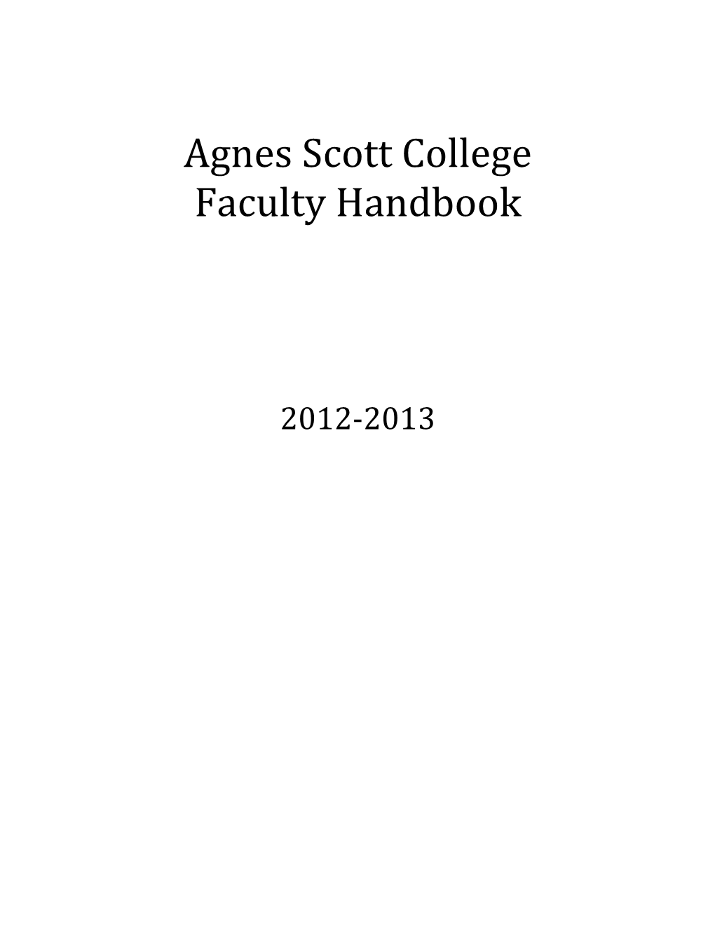 Agnes Scott College Faculty Handbook