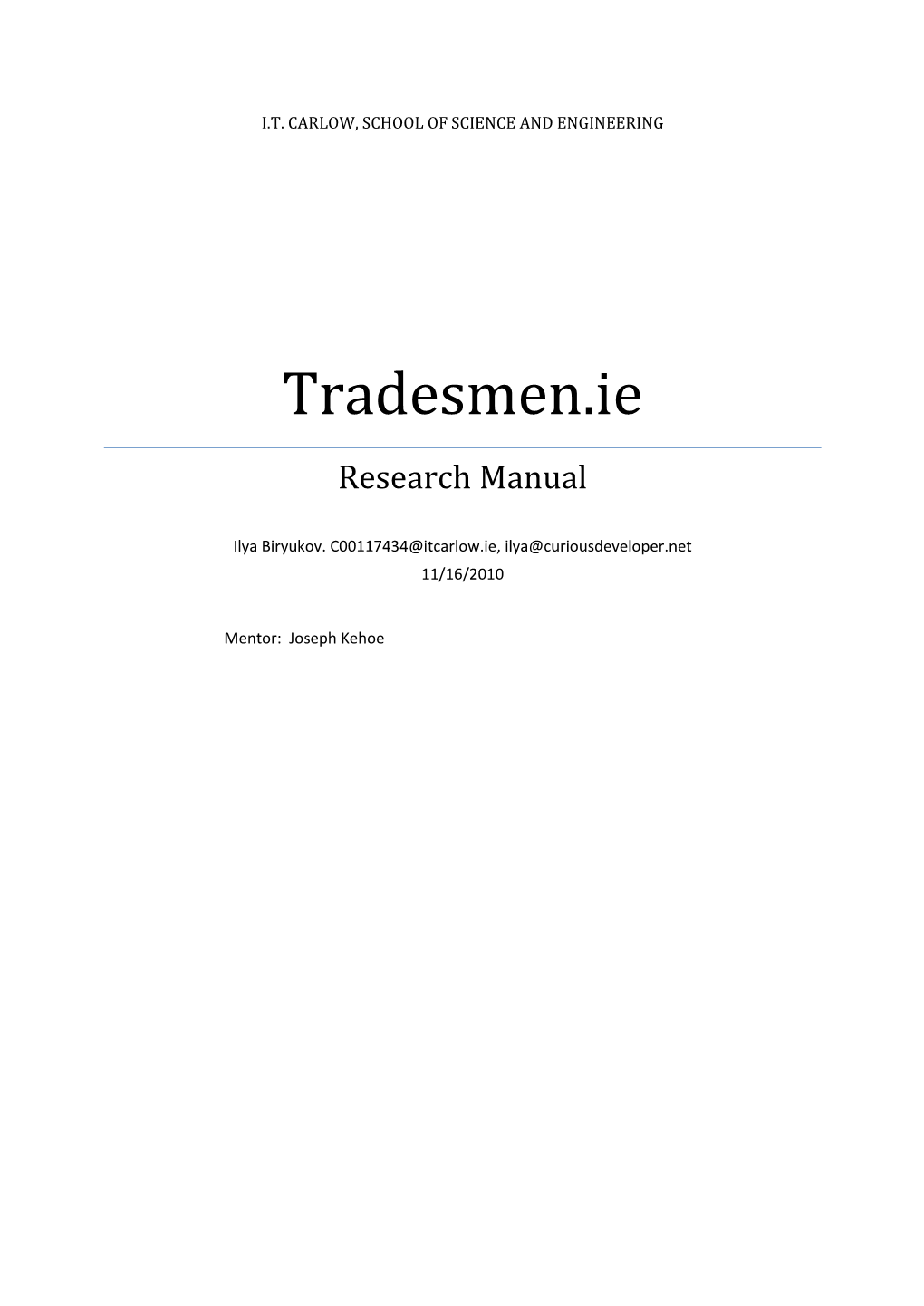 Tradesmen.Ie Research Manual