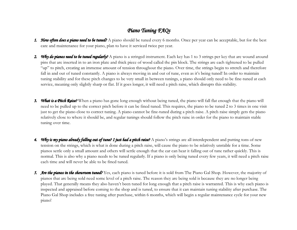 Piano Tuning Faqs 1