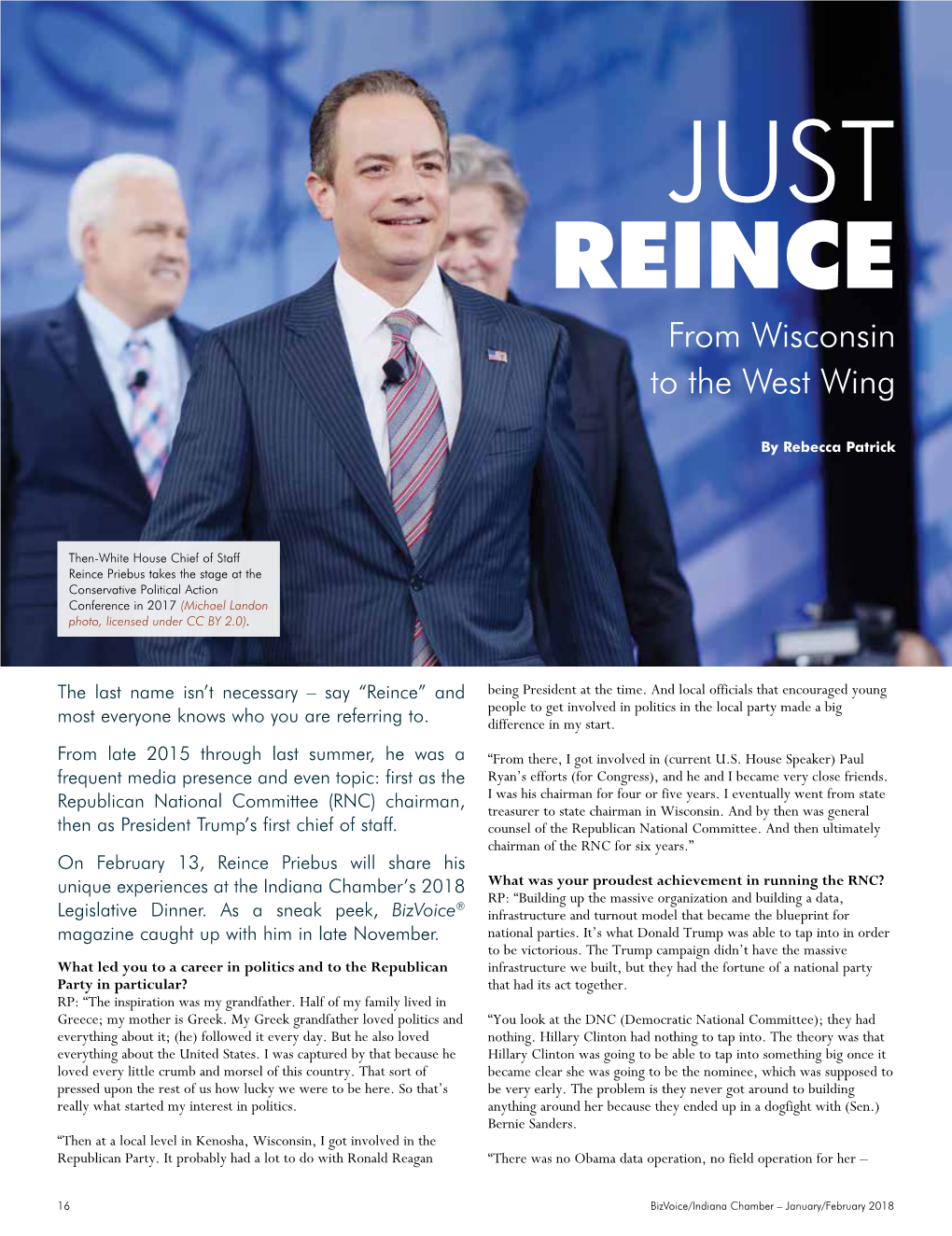 REINCE from Wisconsin to the West Wing