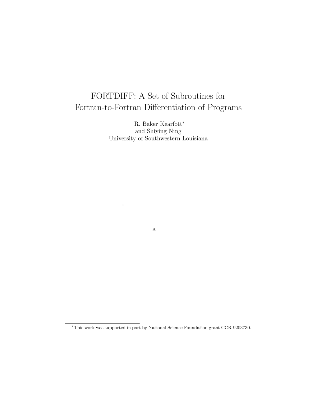 FORTDIFF: a Set of Subroutines for Fortran-To-Fortran Differentiation Of