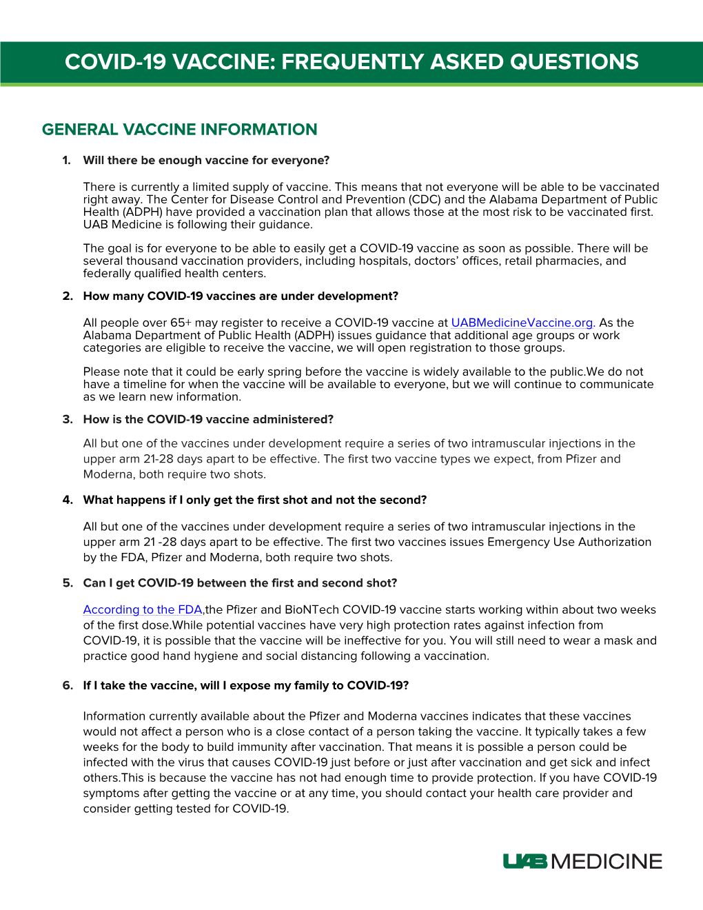 Covid-19 Vaccine: Frequently Asked Questions