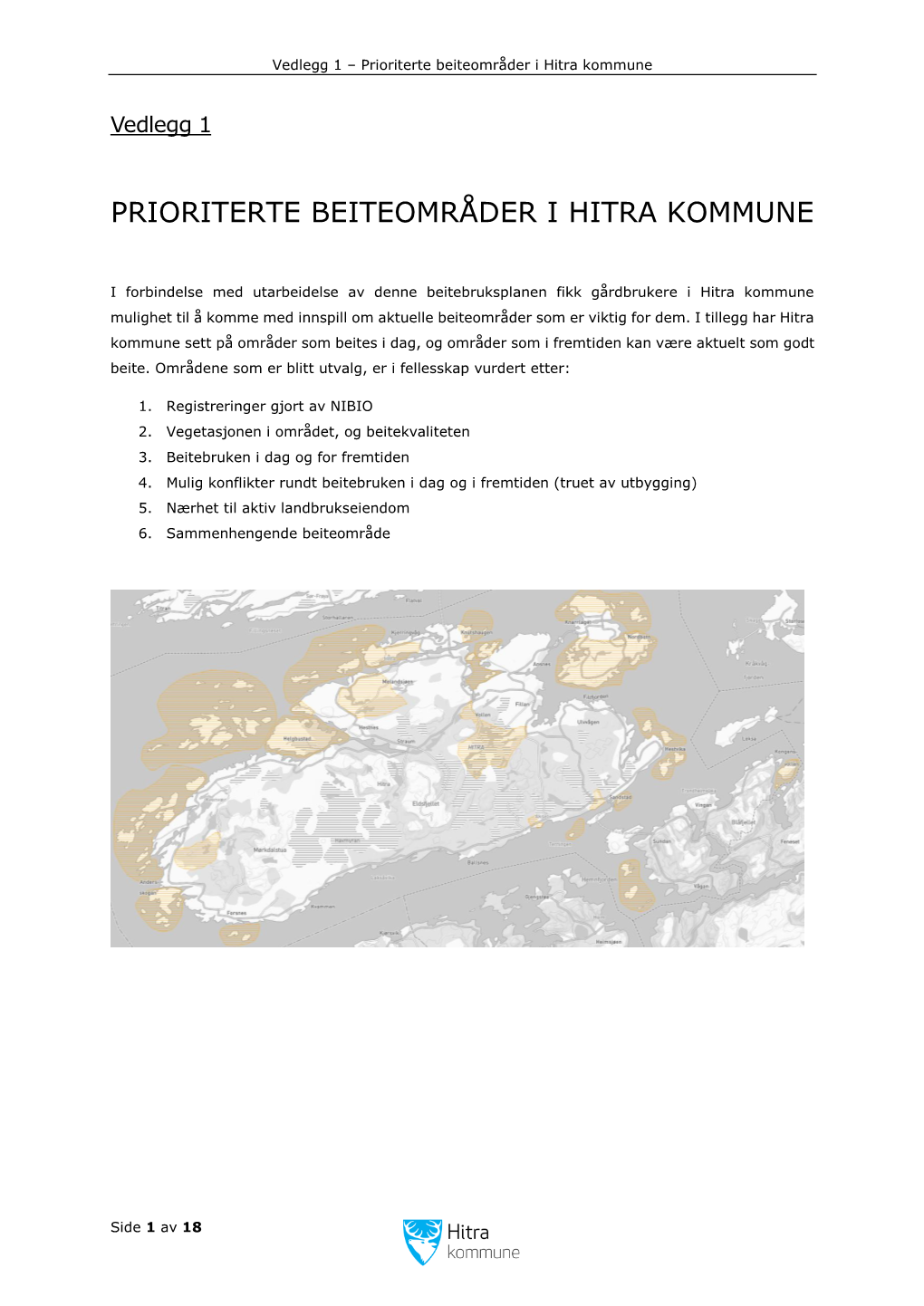 Vedlegg 1 – Prioriterte Beiteområder I Hitra Kommune