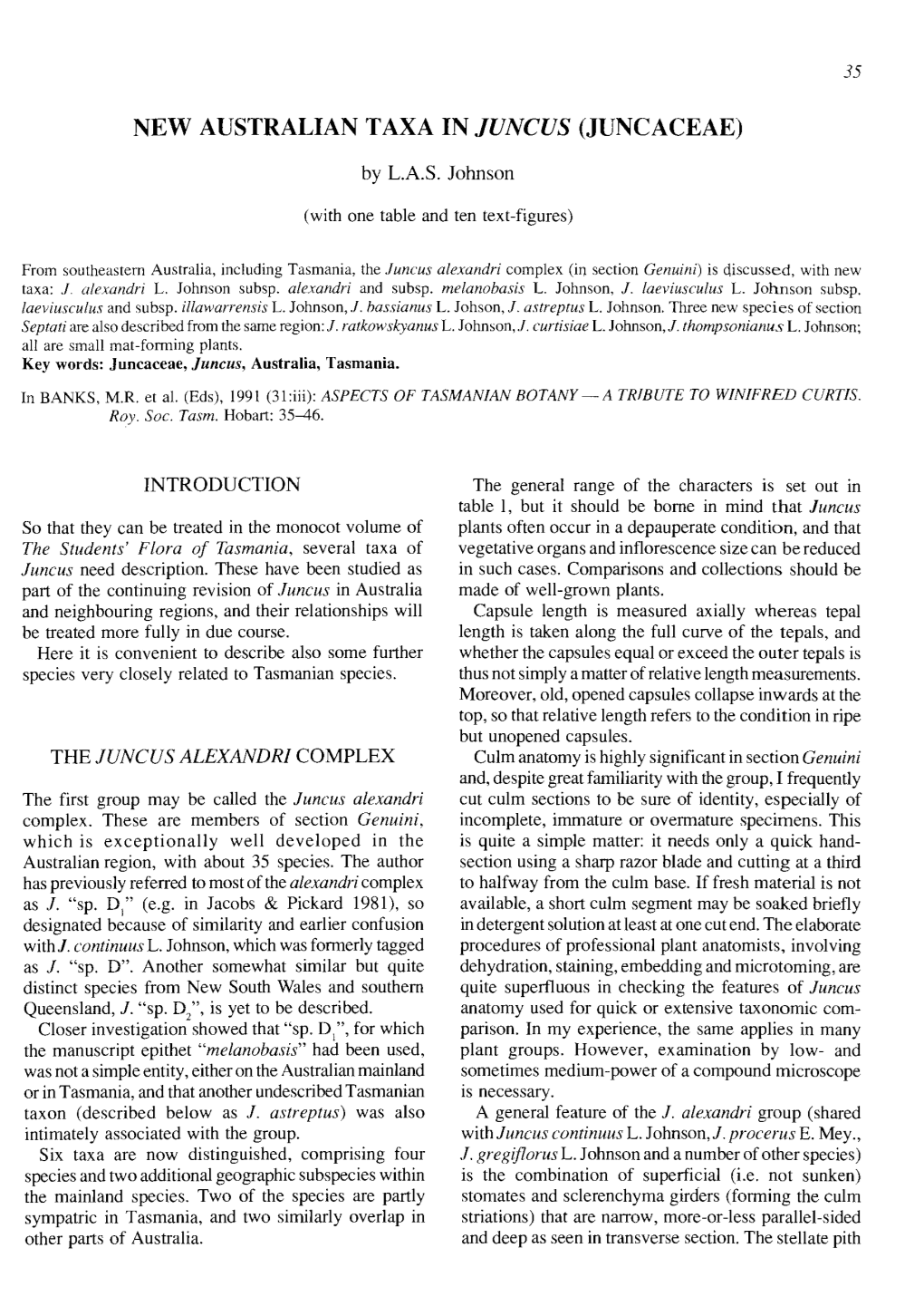 New Australian Taxa in Juncus (Juncaceae)