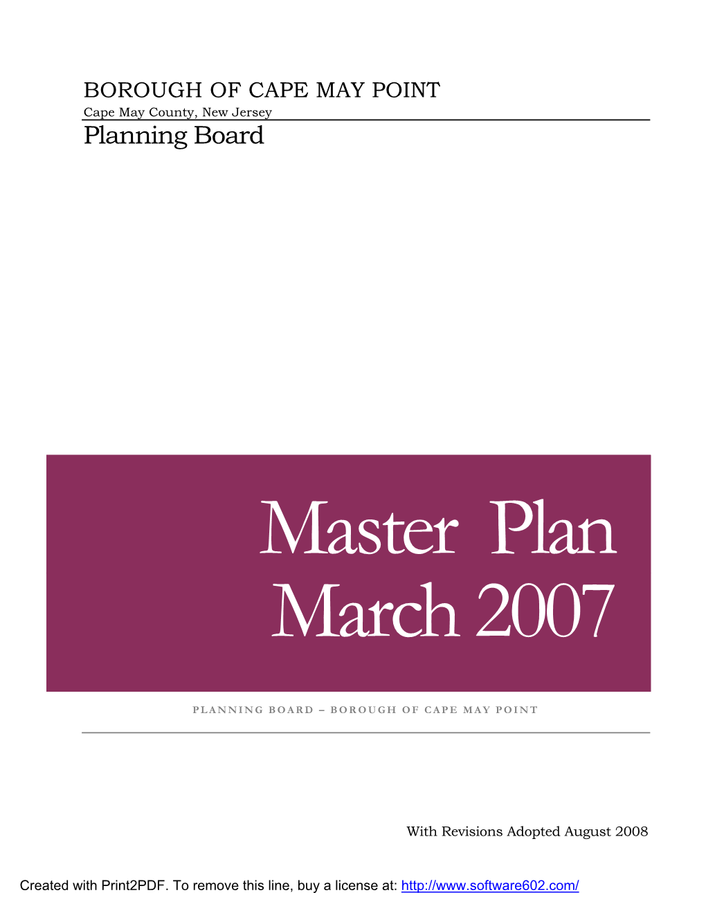 BOROUGH of CAPE MAY POINT Cape May County, New Jersey Planning Board