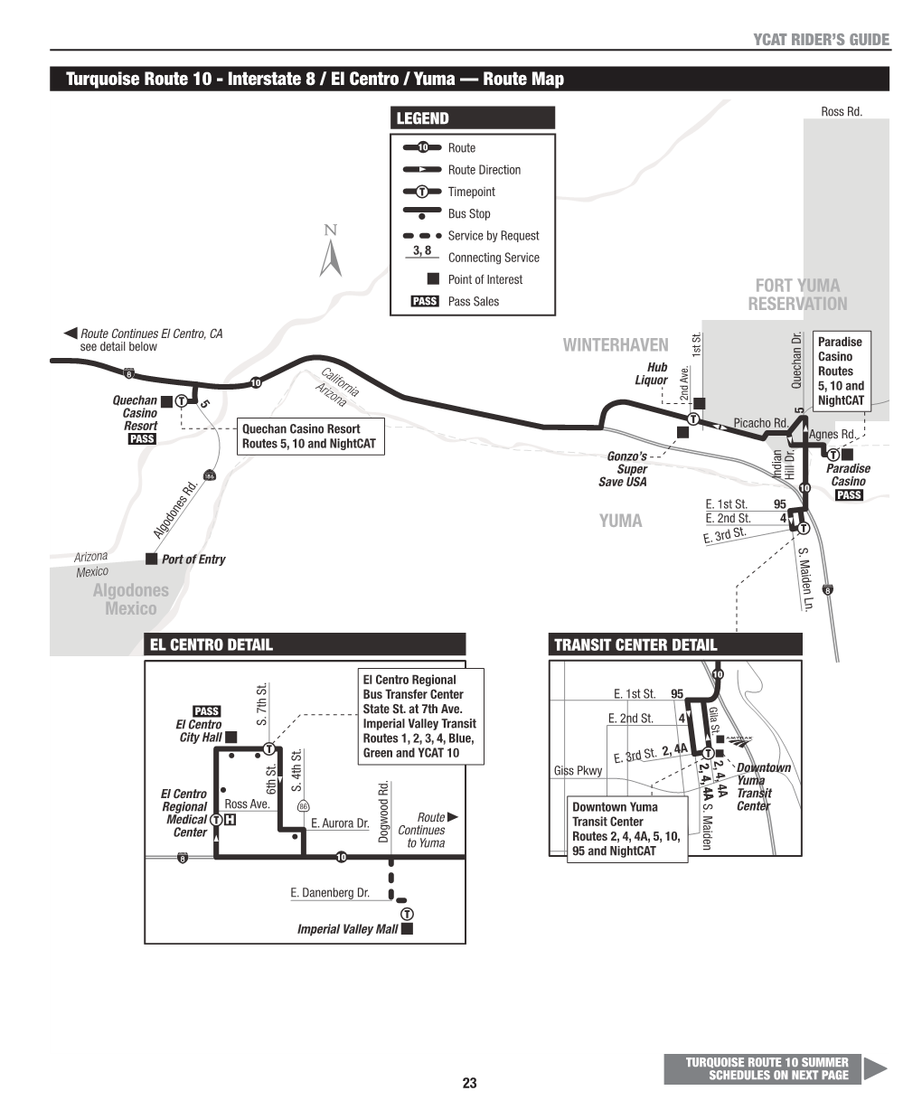 Turquoise Route 10 - Interstate 8 / El Centro / Yuma — Route Map