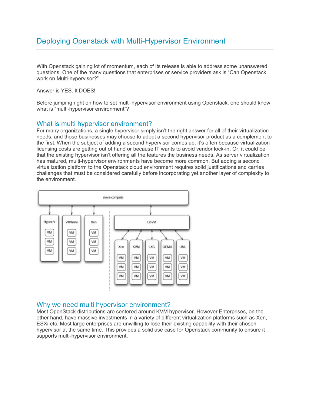 Deploying Openstack with Multi-Hypervisor Environment