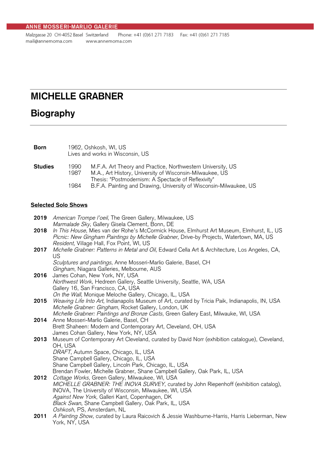 MICHELLE GRABNER Biography