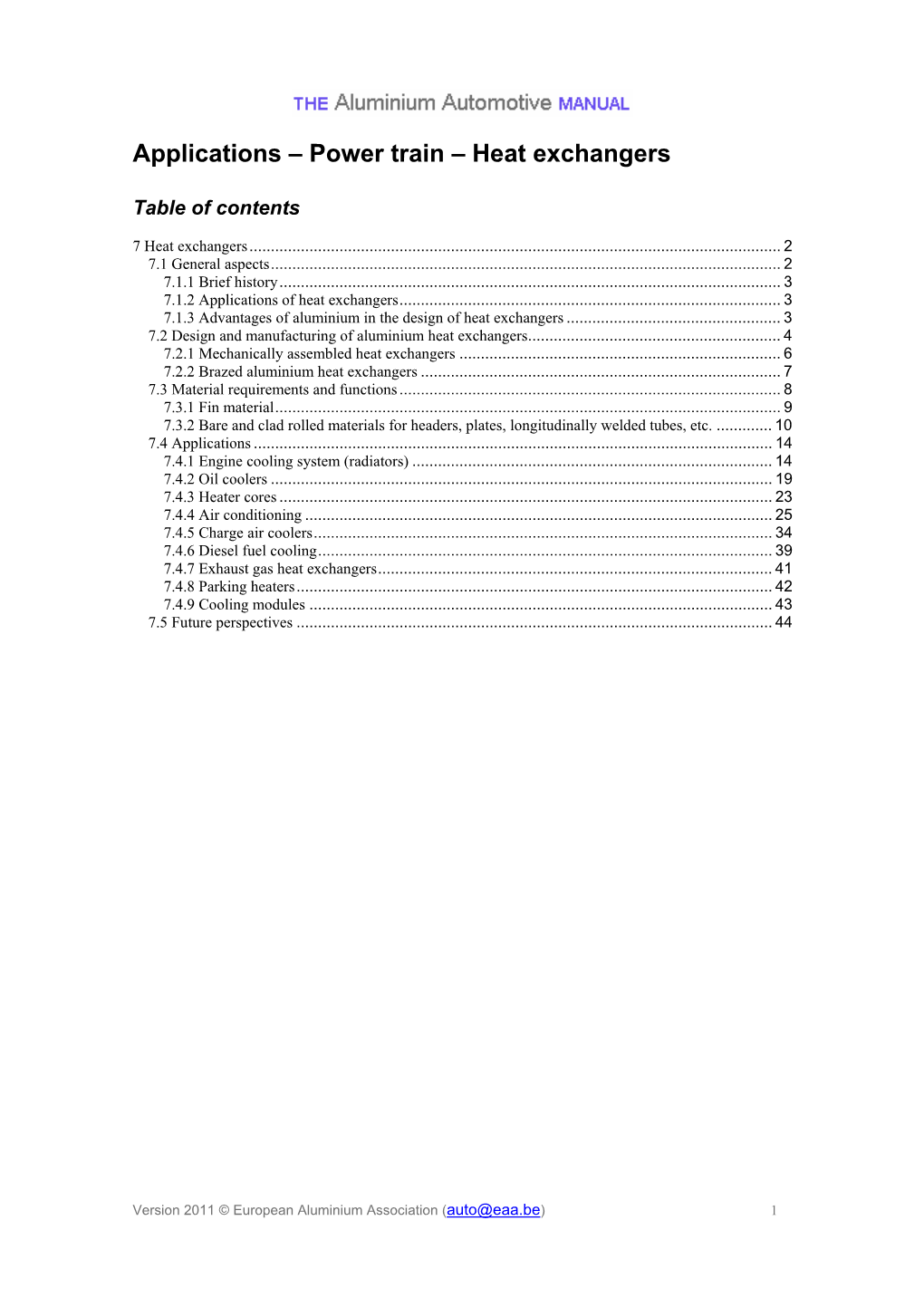 Applications – Power Train – Heat Exchangers