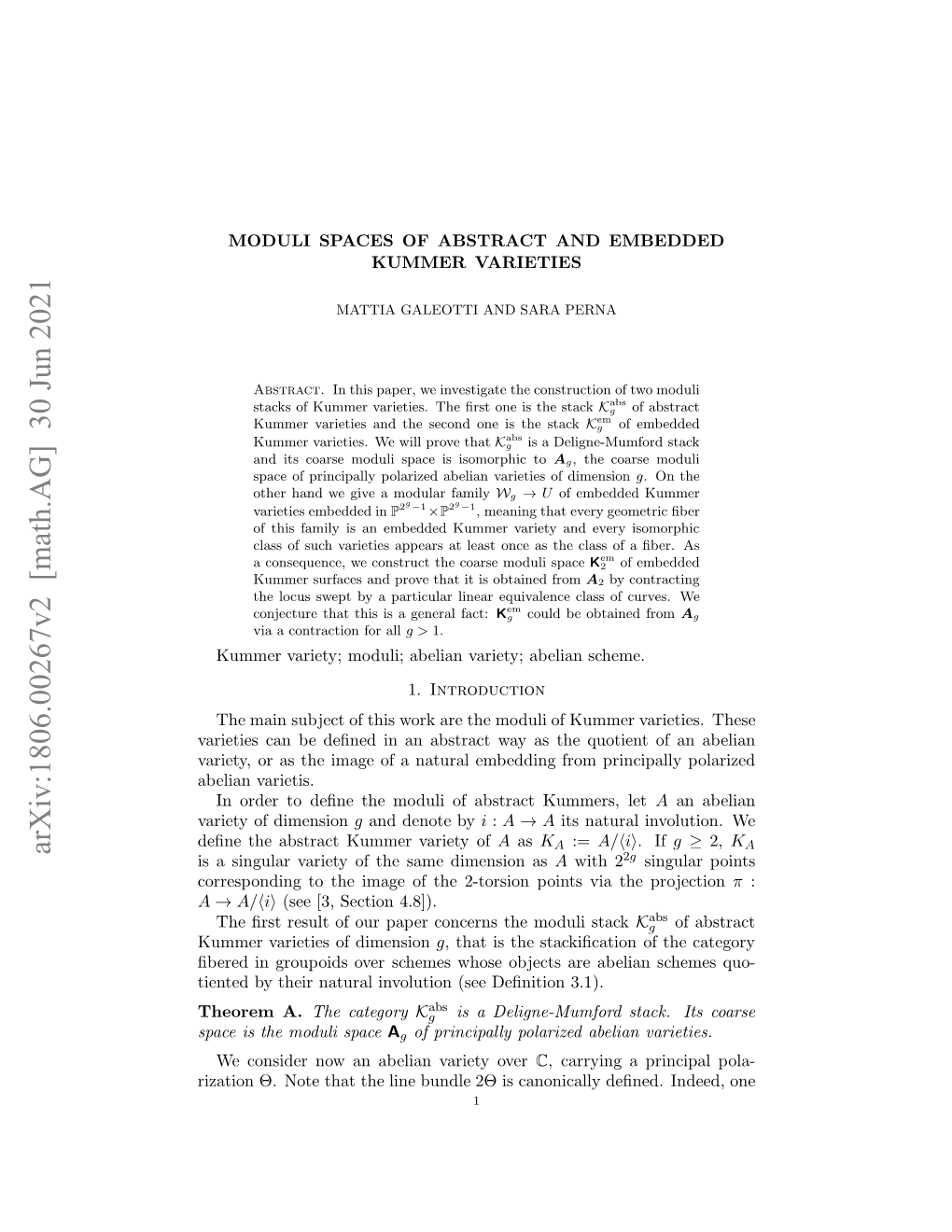 Arxiv:1806.00267V2 [Math.AG] 30 Jun 2021