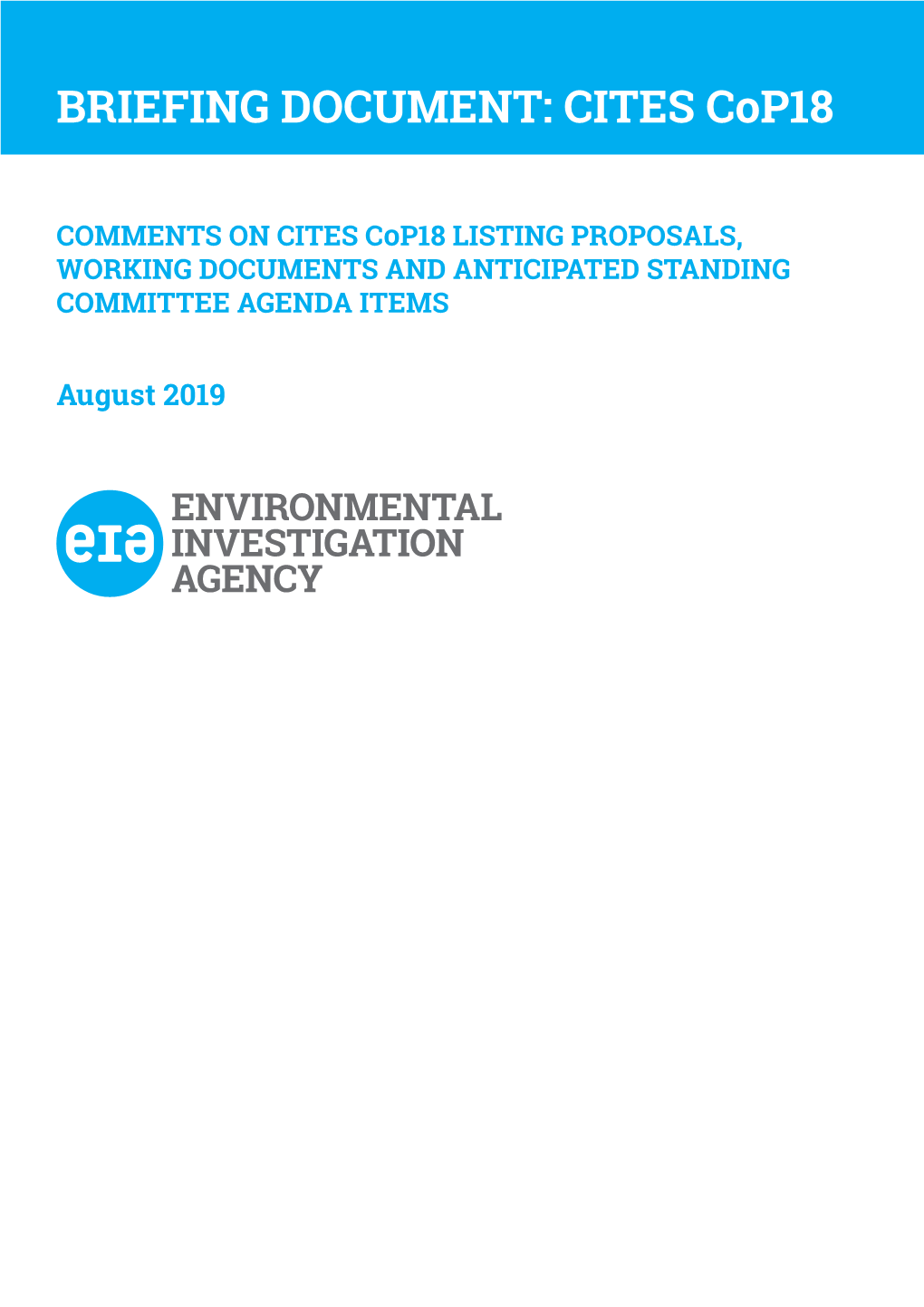 BRIEFING DOCUMENT: CITES Cop18