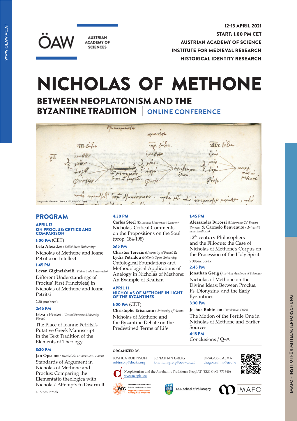 Nicholas of Methone Between Neoplatonism and the Byzantine Tradition | Online Conference