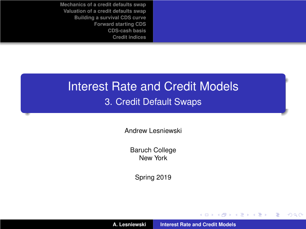 3. Credit Default Swaps