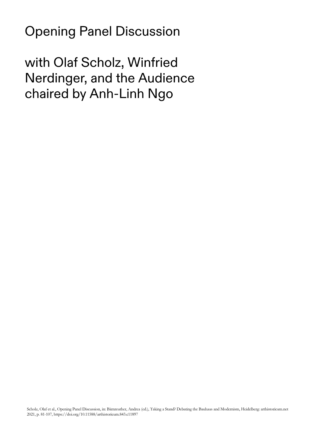 Taking a Stand? Debating the Bauhaus and Modernism, Heidelberg: Arthistoricum.Net 2021, P