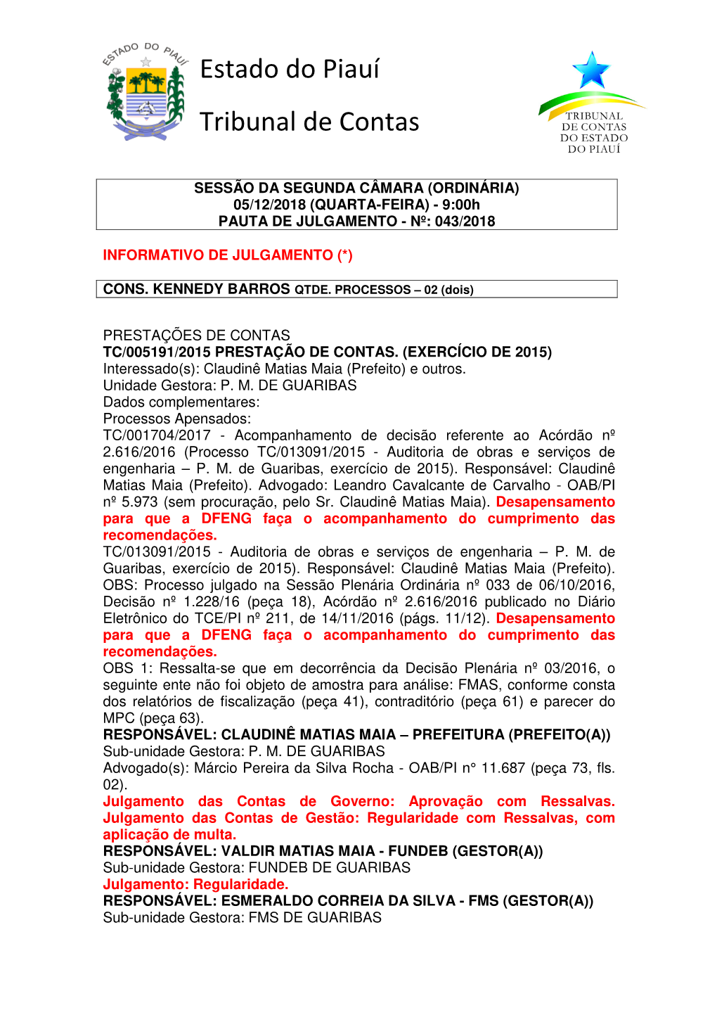 Estado Do Piauí Tribunal De Contas