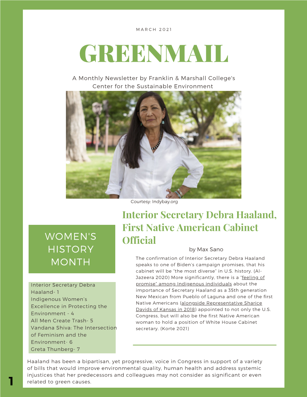 Greenmail March 2021