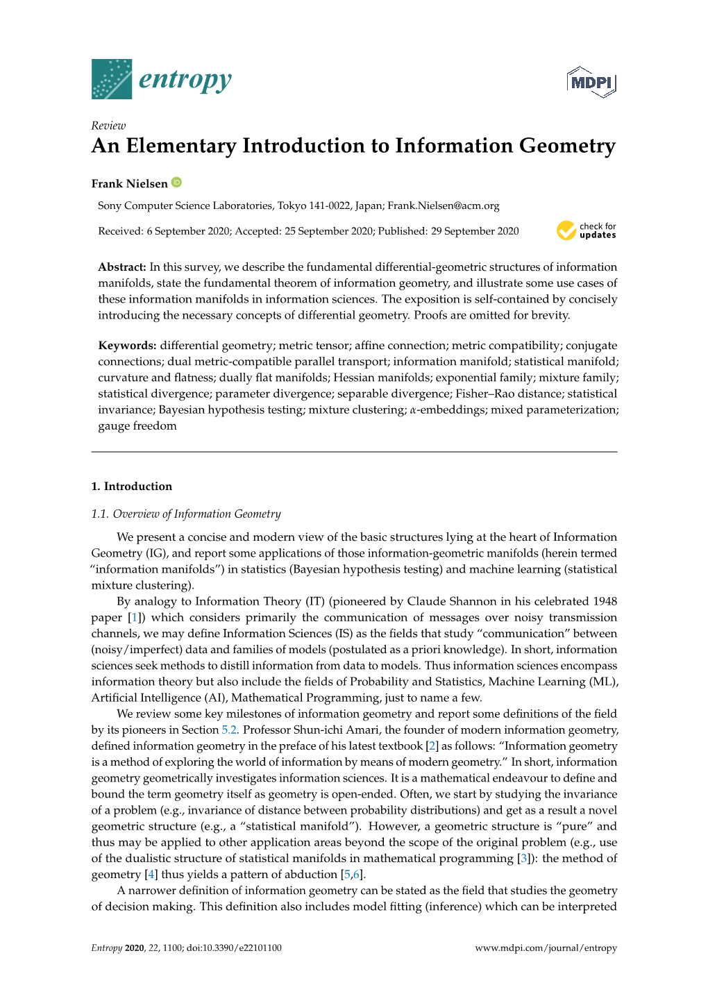 An Elementary Introduction to Information Geometry