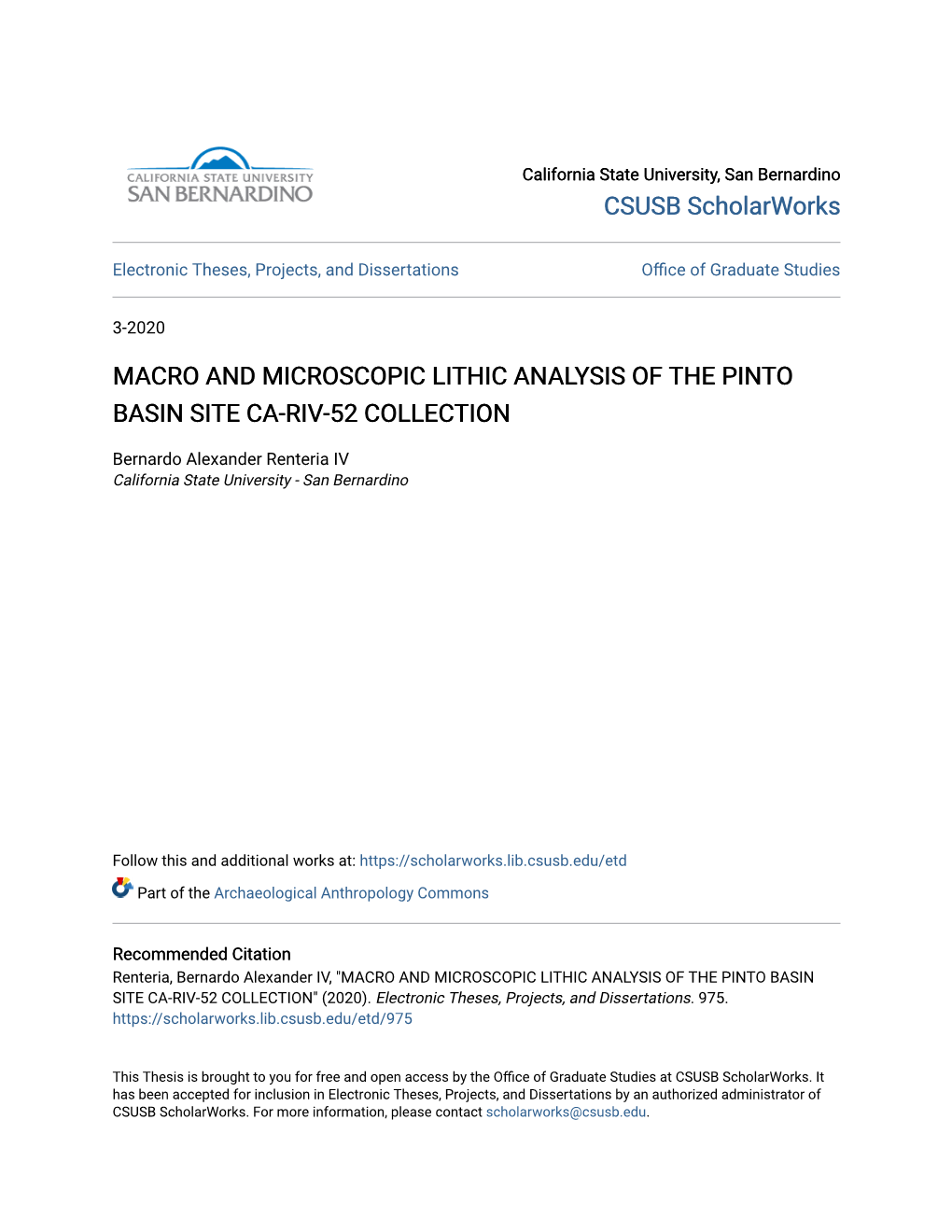 Macro and Microscopic Lithic Analysis of the Pinto Basin Site Ca-Riv-52 Collection